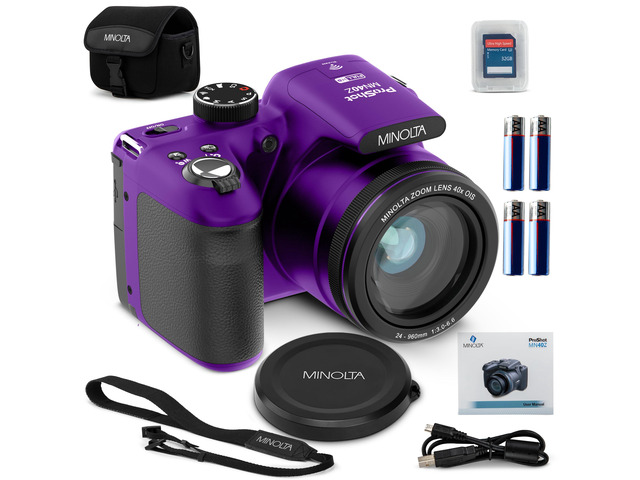 MN40Z 20MP Digital Camera 40x Optical Zoom, 1080p FHD Video, 3.0' LCD, Wi-Fi, Face/Smile/Blink Detection Purple