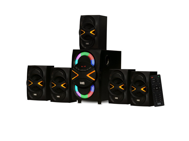 5.1 Speaker System 5.1-Channel with LED lights and Bluetooth Home Theater Speaker System, Black (AA5210)