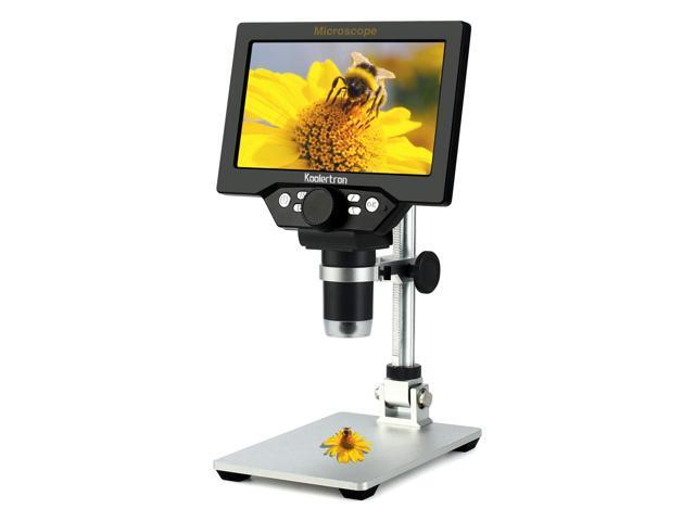 7 inch LCD Digital Microscope,12MP 1-1200X Magnification 1080P Coin Microscope with Screen,8 LED Lights,Rechargeable Battery Microscope for PCB...