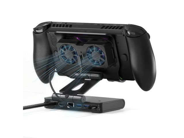 3 Speed Dual Magnetic Cooling Fans Steam Deck Docking Station for ROG Ally X/Legion Go (S)/MSI Claw, Switch Dock Station with 4K@144Hz, USB 3.2x3,...