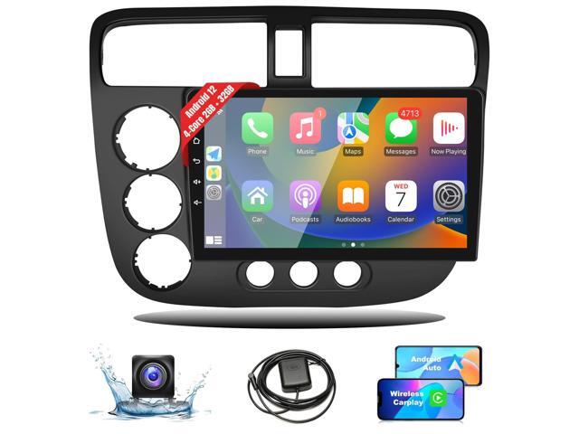 Android Car Radio with Wireless Carplay Android Auto for Honda Civic 2001 2002 2003 2004 2005, 9 inch IPS Civic Touch Screen Stereo Head Unit...