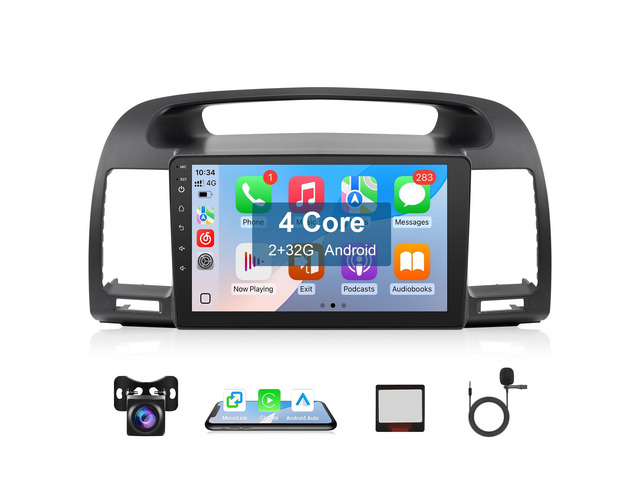Car Radio for Toyota Camry 2002-2006 Stereo Upgrade with Wireless Carplay Android Auto 9'' Touchscreen Compatible with JBL Premium Audio Built-in...