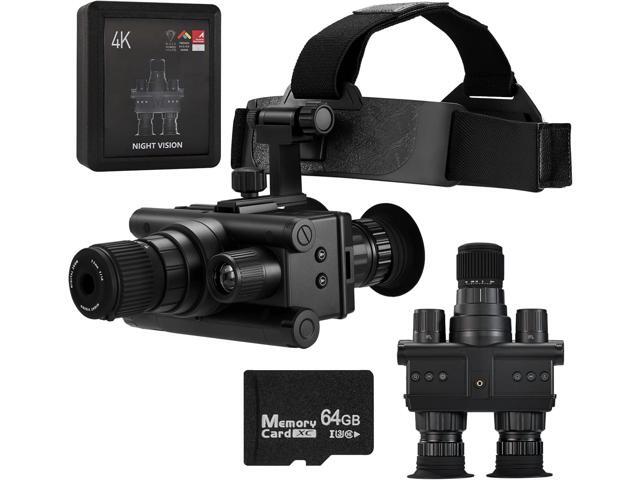 Helmet Mounted 4K Night Vision Goggles with 8X Zoom & Manual Focus -HD Infrared Binoculars for Hunting Camping Surveillance, 64GB SD Card Included,...
