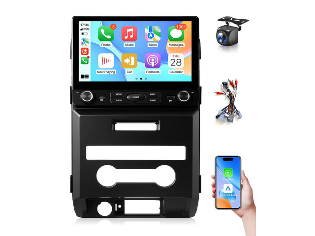 4 + 64GB Stereo Radio for Ford F150 2009 to 2014, Car Radio with Wireless CarPlay/Android Auto for F-150 Manual A/C, IPS Touchscreen Car Radio...