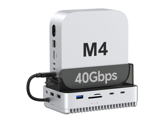40Gbps Mac mini M4/M4 Pro Stand Hub with NVMe SSD Enclosure, Docking Station with USB-C 10Gbps, USB-A 10Gbps, TF/SD 4.0 Card Readers 312MB/s, USB-A...