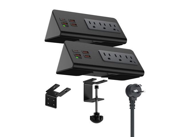Power charge station edge clamp mount with USB-C portsTabletop Surge Protector Desk Clamp Power Sockets with 3 AC Outlets and 4 Fast Charging USB...