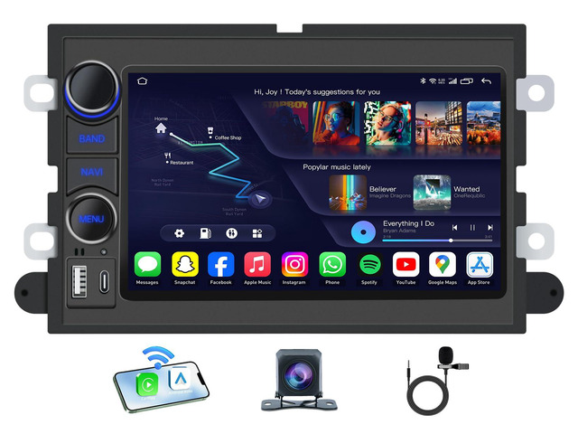 [4Core + 64G ROM] Car Radio Stereo for Ford F150 2004-2008: 7' Touch Screen Head Unit with Wireless Carplay Android Auto Bluetooth 5G-WiFi GPS RDS...