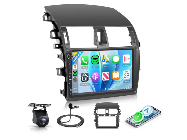 Android Car Radio for Toyota Corolla 2009-2013 with Wireless CarPlay Android Auto, 4G+64G 9 Touchscreen Car Stereo Mirror Link GPS Navigation WiFi...