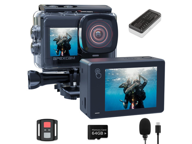 X80PRO Dual Screen Action Cam 4K60FPS 8X Zoom EIS 48MP with 64GB Card Ultra HD WiFi Sports Camera, Underwater Camera 2.4G Remote Control, 2X...