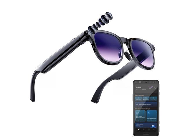 AI Smart Glasses with Camera, 8MP 1080P HD Video Recording Glasses, ChatGPT AI Voice Assistant with Real-Time Translation, Open-Ear Audio, Purple...
