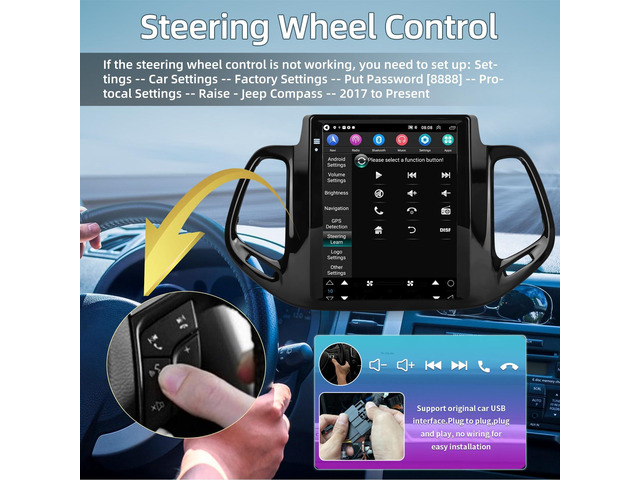 9.7 Inch Car Stereo for Jeep Compass 2017 2018 2019, 2+64G Android Touchscreen Radio with Wireless Carplay & Android Auto/WiFi/HiFi/GPS...