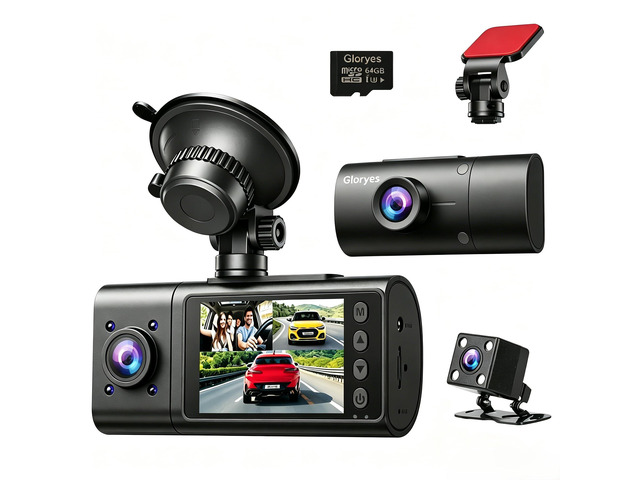 3 Channel Dash Cam Front and Rear Inside,Dash Cam pro 2025,Interior Car Camera,2.5K Single Front,Dash Camera for Cars with IR Night Vision,24Hr...
