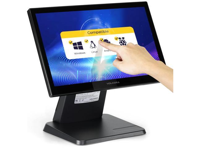 15.6' Black LED Touch Screen Monitor with Metal Stand - Backlit 1366 * 768 with VGA HDMI Connection for Small Business, Restaurant, Office - No...