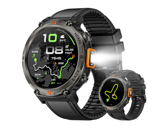 Military Smart Watches for Men Built-in GPS 3ATM Waterproof with Call/LED Flashlight, 1.45' Rugged Tactical Smartwatch with Compass, Fitness...