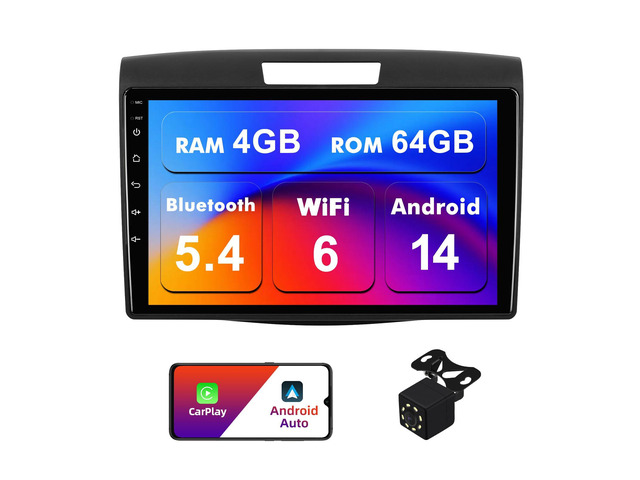 4+64G Android 14 Double Din Car Stereo for Honda CR-V 2012-2016 with 9 Inch Touchscreen Radio Built-in Wireless Carplay/Android...