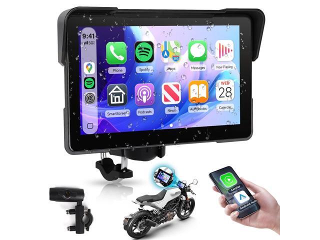 7 Inch Motorcycle Carplay Screen with Wireless Carplay Android Auto for Car, IP67 Waterproof Touchscreen, GPS Navigation, Supports Dual Bluetooth...