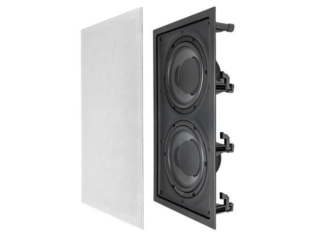 Nero IWSDUAL8 in Wall 300W Subwoofer Dual 8' Graphite Cones Magnetic Grill