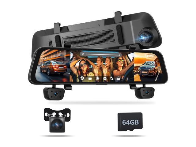 4 Channel Mirror Dash Cam 1080P Front and Rear/Inside 12 Touch Screen HD Rearview Mirror Dash Cam with G-Sensor GPS Parking Monitor Built-in WiFi