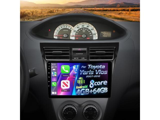 8 Core [4G+64G] Car Radio for Toyota Yaris Vios 2007-2012, 9 inch Touchscreen Stereo with Carplay/Android Auto, GPS, WiFi, Bluetooth, SWC,...