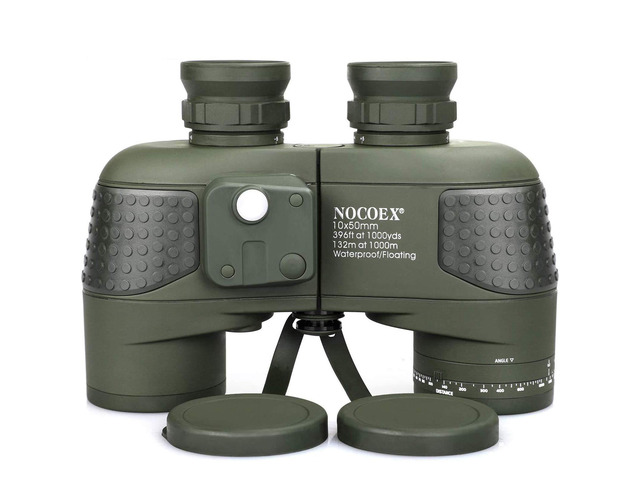 10x50 Marine Binoculars for Adults, Military Binoculars Waterproof with Rangefinder Compass BAK4 Prism FMC Lens Fogproof for Navigation Boating...