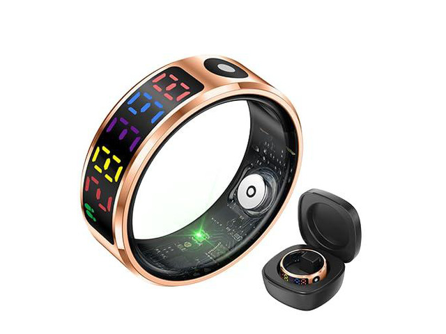 R12 Smart Ring For Men and Women-Fitness Ring With LED Colorful Screen,5ATM Waterproof Fitness Tracker with Heart Rate,Sleep,Blood Oxygen,Steps...