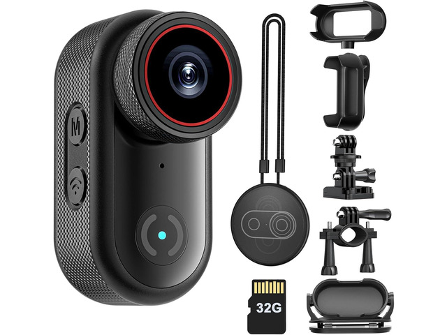 4K Thumb Action Camera,POV Cameras Wearable Mini Body Camera with 32GB Card Portable Vlogging Hands-Free POV Recording Sport Action Video Cam,...