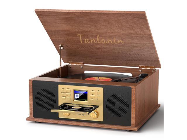 10-in-1 Vintage Record Player Multimedia Center with Built-in Stereo Speakers, CD Player, All in One 3-Speed Vinyl Turntable, Internet Radio,...