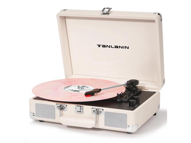 Record Player with Enhanced Speakers 3-Speed Bluetooth Suitcase Portable Vinyl Record Player Treble & Bass Control Belt Drive Vinyl Vintage...
