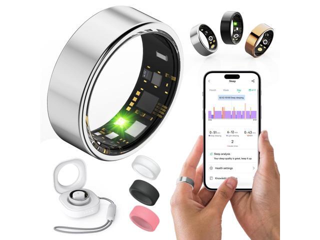 Health Rings for Women Men, Fitness Tracker with Heart Rate,Blood Oxygen, Blood Pressure, Sleep/Step Tracker, IP68 Waterproof Smart Ring for iPhone...
