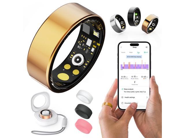 Health Rings for Women Men, Fitness Tracker with Heart Rate,Blood Oxygen, Blood Pressure, Sleep/Step Tracker, IP68 Waterproof Smart Ring for iPhone...