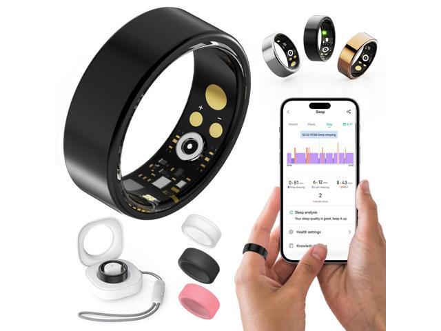 Health Rings for Women Men, Fitness Tracker with Heart Rate,Blood Oxygen, Blood Pressure, Sleep/Step Tracker, IP68 Waterproof Smart Ring for iPhone...