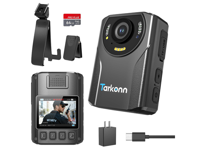 WiFi Body Camera with GPS,1080P HD Video & 48MP Photo, 4000mAh Battery, Night Vision & SOS Alert, 64GB Built-in Storage, Body Worn Camera for...