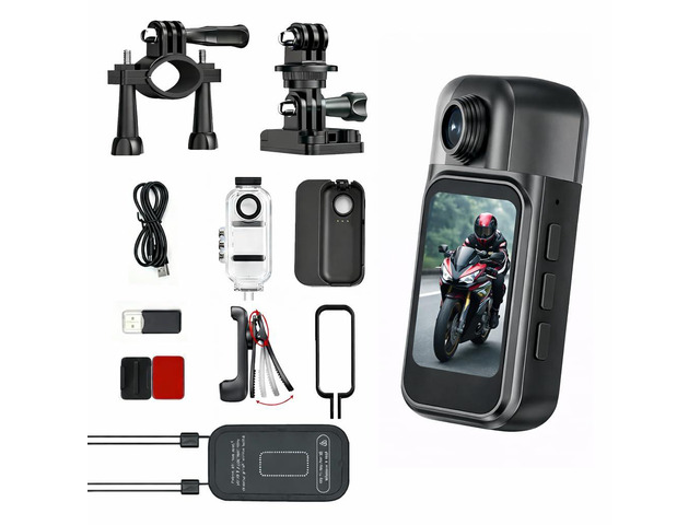 Mini 1080P Wearable Body Camera, Clip-On & Magnetic Pendant, 150Â° Wide Angle, Touch Screen, WiFi App, 64GB Cycling Kit for Helmet/Bike Recording,...