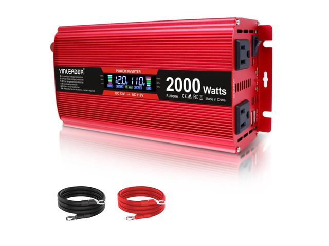 2000 watt Inverter 12V to 110V/120V, dc to ac Inverter 2000W Car Converter with Intelligent LCD Display Dual AC Outlets Dual USB Charging Port for...