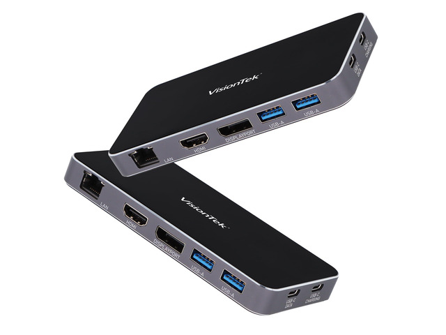 VT350 Portable USB-C Dual Monitor Hub - 1x DP, 1x HDMI, 2X USB-A, 1x Ethernet, 1x USB-C for Windows/MacOS/ChromeOS/iOS