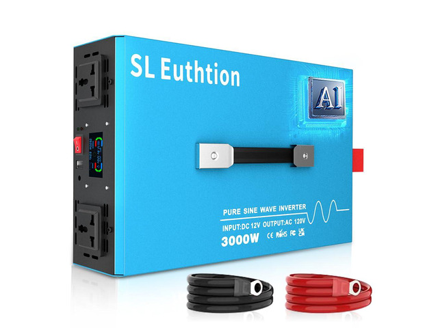3000W Pure Sine Wave Power Inverter Voice Control AI Voice Assistant Support English 12V to 120V 60HZ with LCD Display, USB Port, for Car Home...