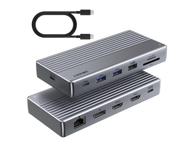 USB C Docking Station 3 Monitors,11 in 1 Laptop Docking Station Dual Monitor with Dual HDMI 4K@60hz+DP 4k@60Hz+Ethernet+3USB+1USB C+PD+SD/TF,USB C...