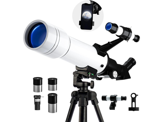 Telescope, 70mm Aperture Portable Refractor Telescopes for Astronomy Beginners, 400mm Professional Travel Telescope with Carry Bag, White