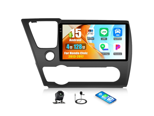 4G+128G for Honda Civic 2013-2017 Android 15 Car Stereo Radio with Wireless CarPlay Android Auto, 9 1280 * 720P IPS Touchscreen, Bluetooth5.0, GPS,...