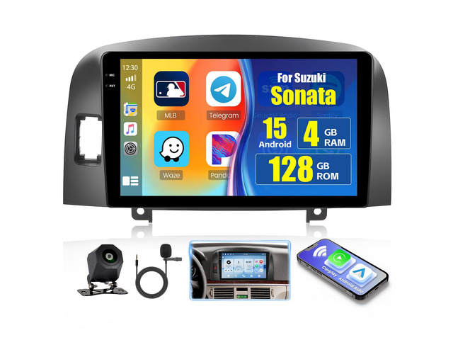 [4+128G] for Hyundai Sonata NF 2004-2008 Android 15 Car Stereo, 9'' in-Cell Touchscreen Radio with Wireless Carplay Android Auto 5G WiFi Bluetooth...