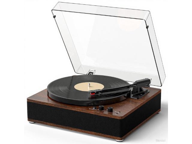 Full-Size Vintage Vinyl Record Player, 3-Speed Turntable with Counterweight, Bluetooth Input & Output, Built-in Stereo Speakers, Supports...