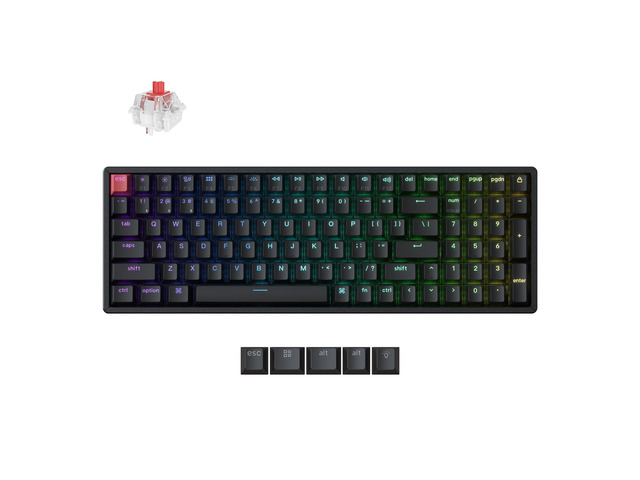 K4 96% Layout QMK Wireless and Wired Mechanical Keyboard Super Red Switch, RGB Backlight Aluminum Frame with Shine-Through Double-Shot PBT Keycaps...