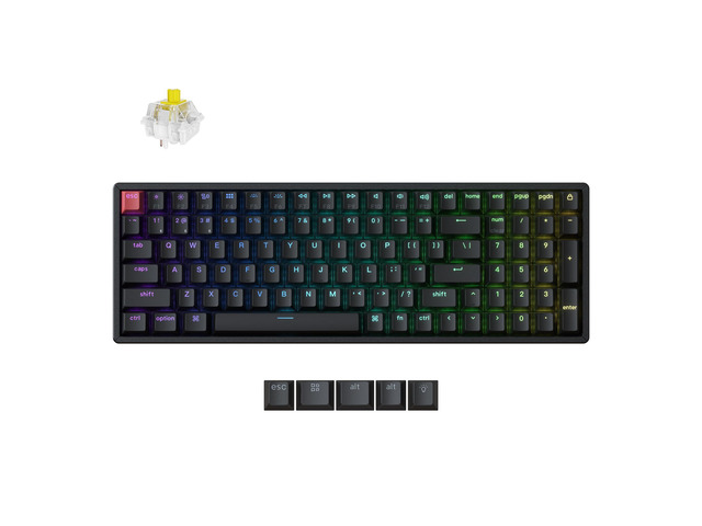 K4 96% Layout QMK Wireless and Wired Mechanical Keyboard Super Banana Switch, RGB Backlight Aluminum Frame with Shine-Through Double-Shot PBT...