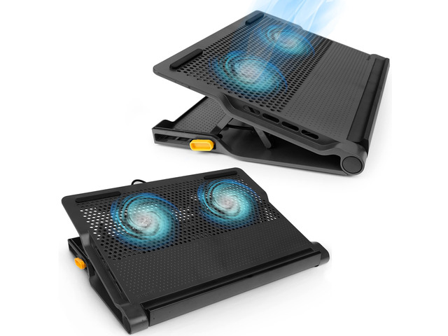 Laptop Cooling Pad for Laptops up to 17-inches, Dual High-Speed Fans Chill Mat + 4-Port USB Hub Laptop Fan Cooling Pad for Work, USB Stand Cooling...