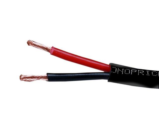 Speaker Wire - CL2 Rated, 2-Conductor, Color Coded, 14AWG, 100 Feet, Black