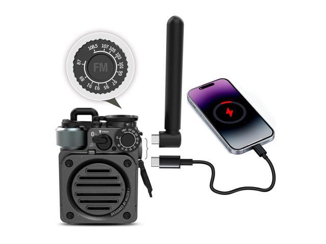 Upgraded Wild Mini 3.0 Portable Bluetooth Speaker, Outdoor FM Radio with Phone Charger, 15H Playtime, 3 Mode Flashlight, Rugged Waterproof Speaker...