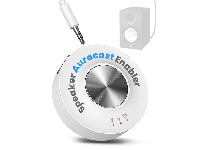 AuraLink Future-Proof Auracast & Classic Bluetooth Receiver for Speakers & Audio System, 328ft Long Range, 20H Portable or Stationary Use,...