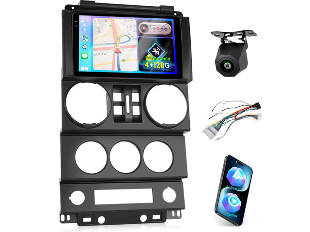 [4+128G] Upgrade Radio for Jeep Wrangler (4 Doors) 2007-2010: 9 inch Android Incell Touchscreen Stereo - Wireless Carplay & Android Auto, 5G/WiFi,...