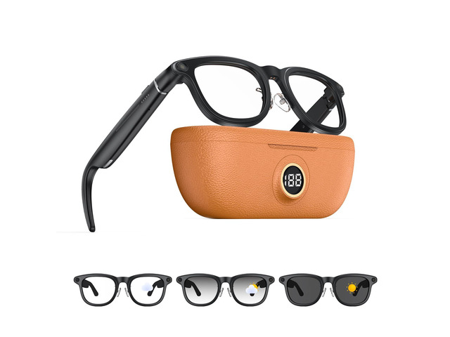 2026 AI Smart Glasses with Camera, 8MP Action Camera & 4K Video Recording Glasses with 3600mAh Charging Case, Photochromic Sunglasses, EIS...