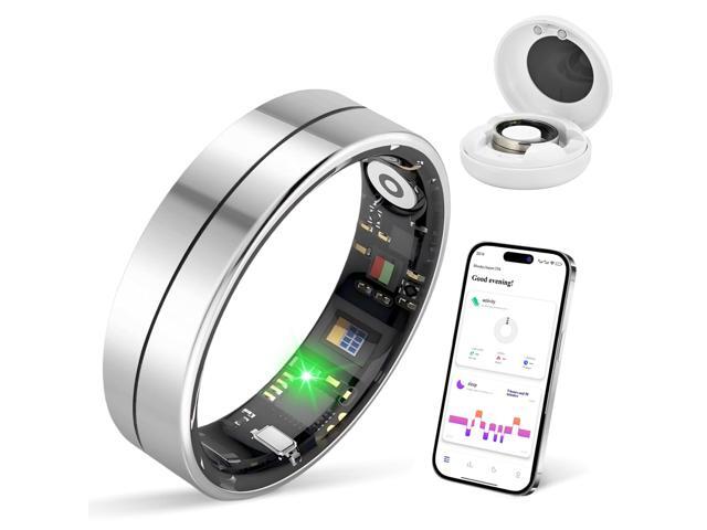 X1 Smart Health Ring Kit-Nighttime Sleep Monitoring-Heart Rate-5ATM Waterproof Exercise Recording Fitness Tracker-No Subscription Fee Mixed#Steel...